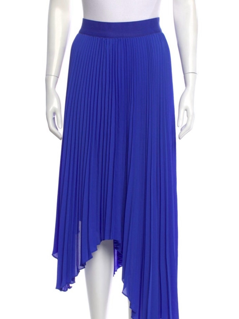 Alice + Olivia Cobalt Blue Asymmetrical Pleated Midi Skirt